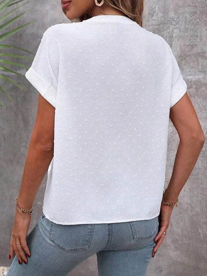 LEILIANI™ | TOP WITH WHITE SWISS DOTS AND BUTTONS