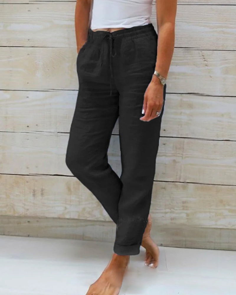 MONIKA | ELASTIC COTTON AND POLYESTER TROUSERS