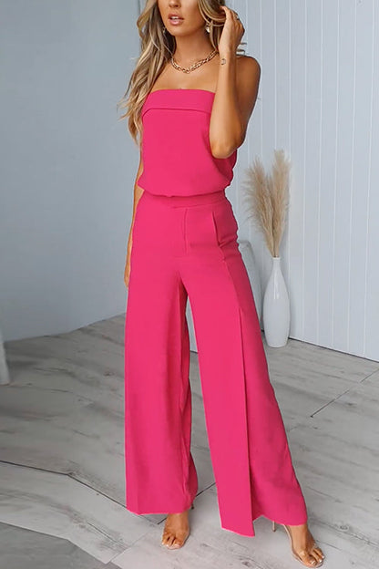 CHIC™️ | STRAPLESS TUBE TOP AND POCKETED WIDE LEG PANTS SET