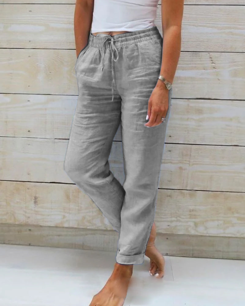 MONIKA | ELASTIC COTTON AND POLYESTER TROUSERS