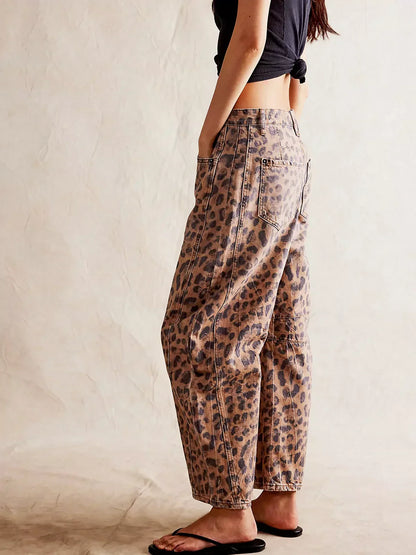 ANASTASIA | LEOPARD PRINT BARREL JEANS