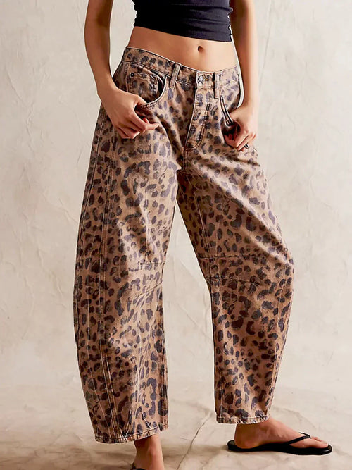 ANASTASIA | LEOPARD PRINT BARREL JEANS