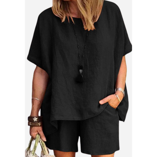 ALICE | COMFY LINEN-LIKE SHIRT & SHORTS TWO-PIECE SET Comfy