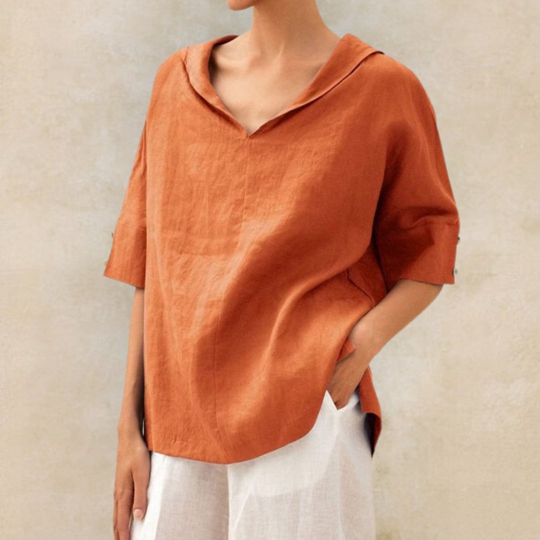 JANE™ | WOMEN'S CASUAL LINEN V-NECK SHIRT