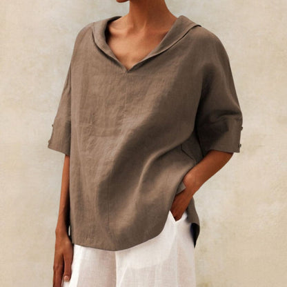 JANE™ | WOMEN'S CASUAL LINEN V-NECK SHIRT