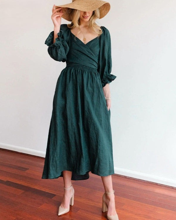 BENTE | FRENCH DRESS WITH FOLDED SLEEVES