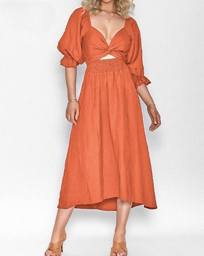 BENTE | FRENCH DRESS WITH FOLDED SLEEVES