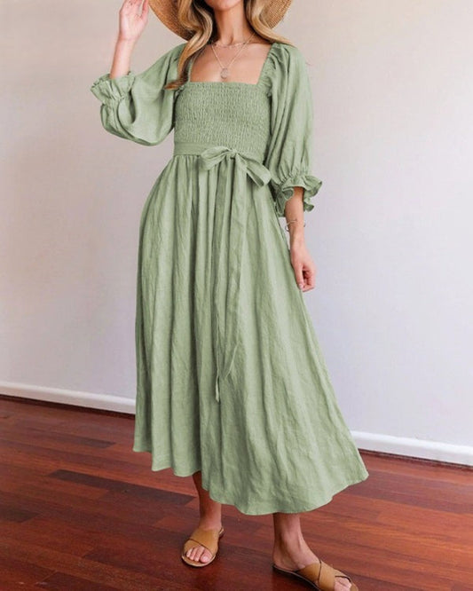 BENTE | FRENCH DRESS WITH FOLDED SLEEVES